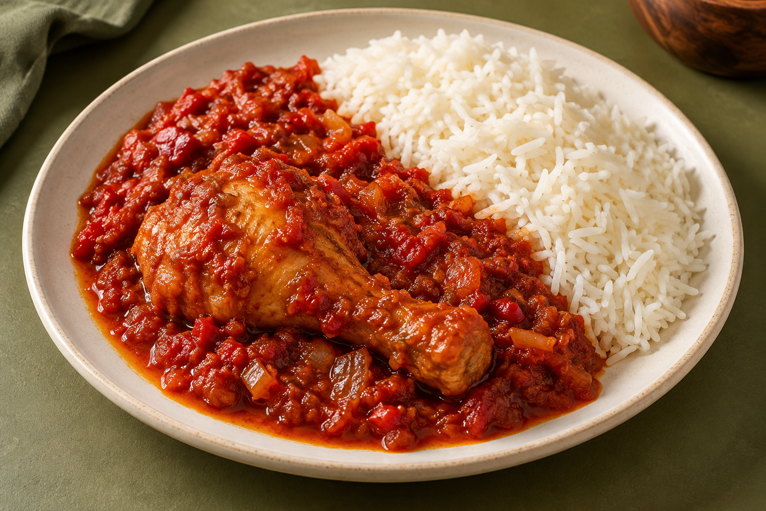 Illustrative food photo for Chicken stew & white rice